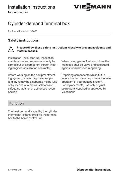 viessmann cylinder demand junction box|Installation instructions VIESMANN .